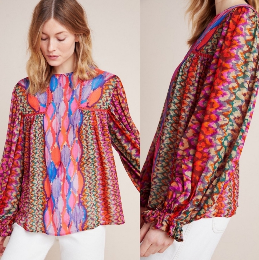 Anthropologie London Fog Peasant Blouse, Size M. LOW OFFER=Block, BKind!